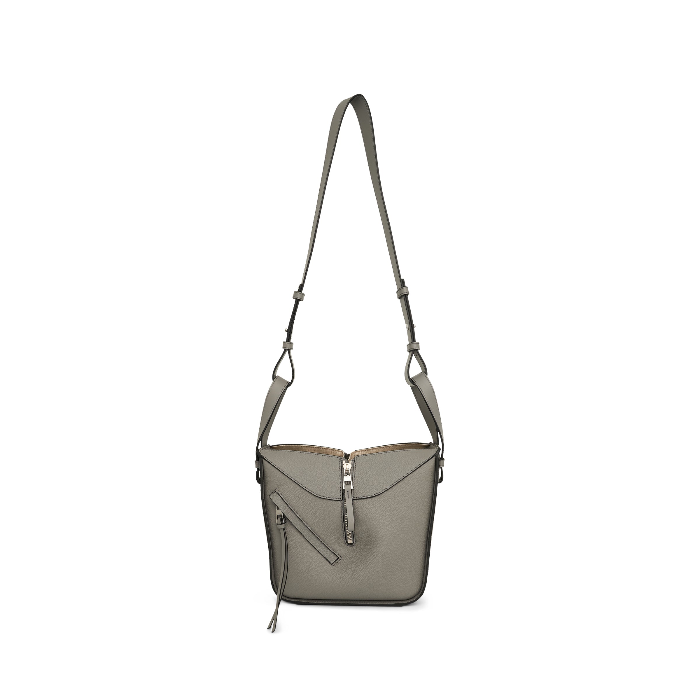 Compact Hammock Bag in Soft Grained Calfskin in Pearl Grey