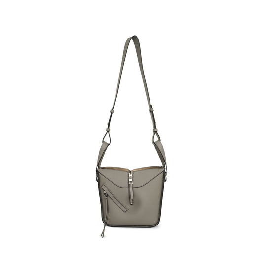 Compact Hammock Bag in Soft Grained Calfskin in Pearl Grey