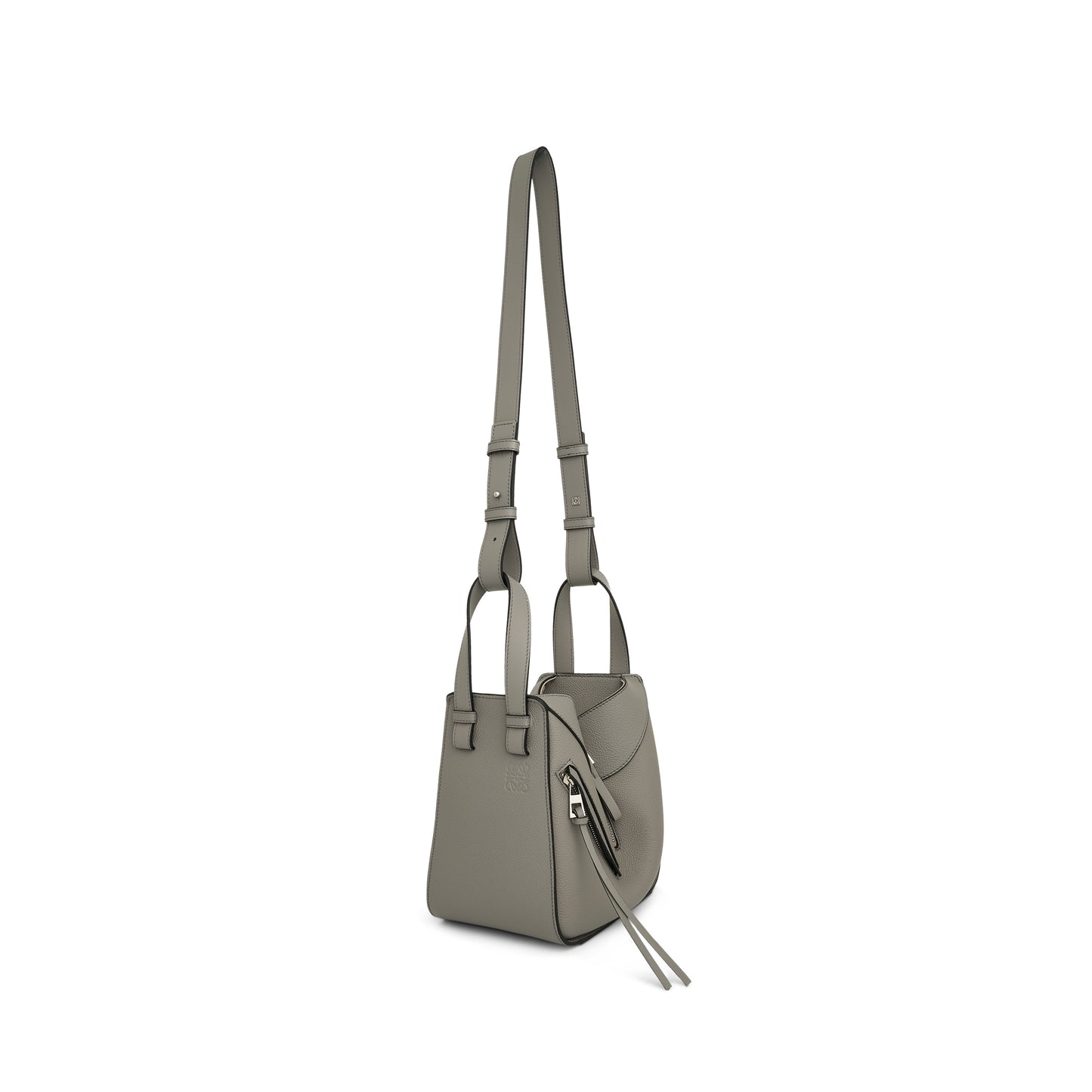 Compact Hammock Bag in Soft Grained Calfskin in Pearl Grey