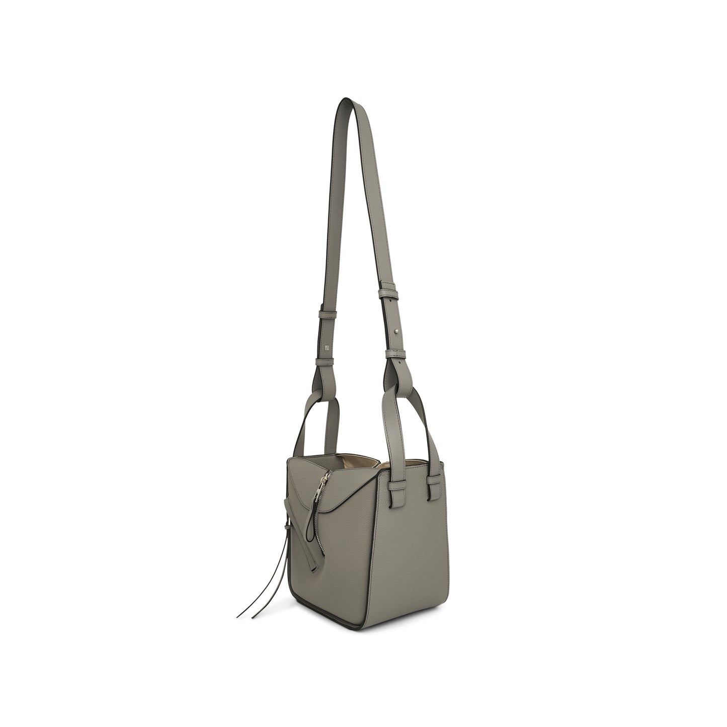 Compact Hammock Bag in Soft Grained Calfskin in Pearl Grey