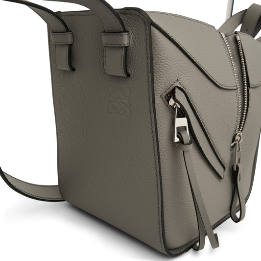 Compact Hammock Bag in Soft Grained Calfskin in Pearl Grey