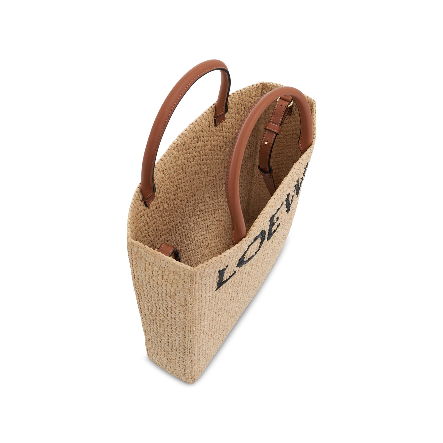 Standard A4 Tote Bag in Raffia in Natural/Black