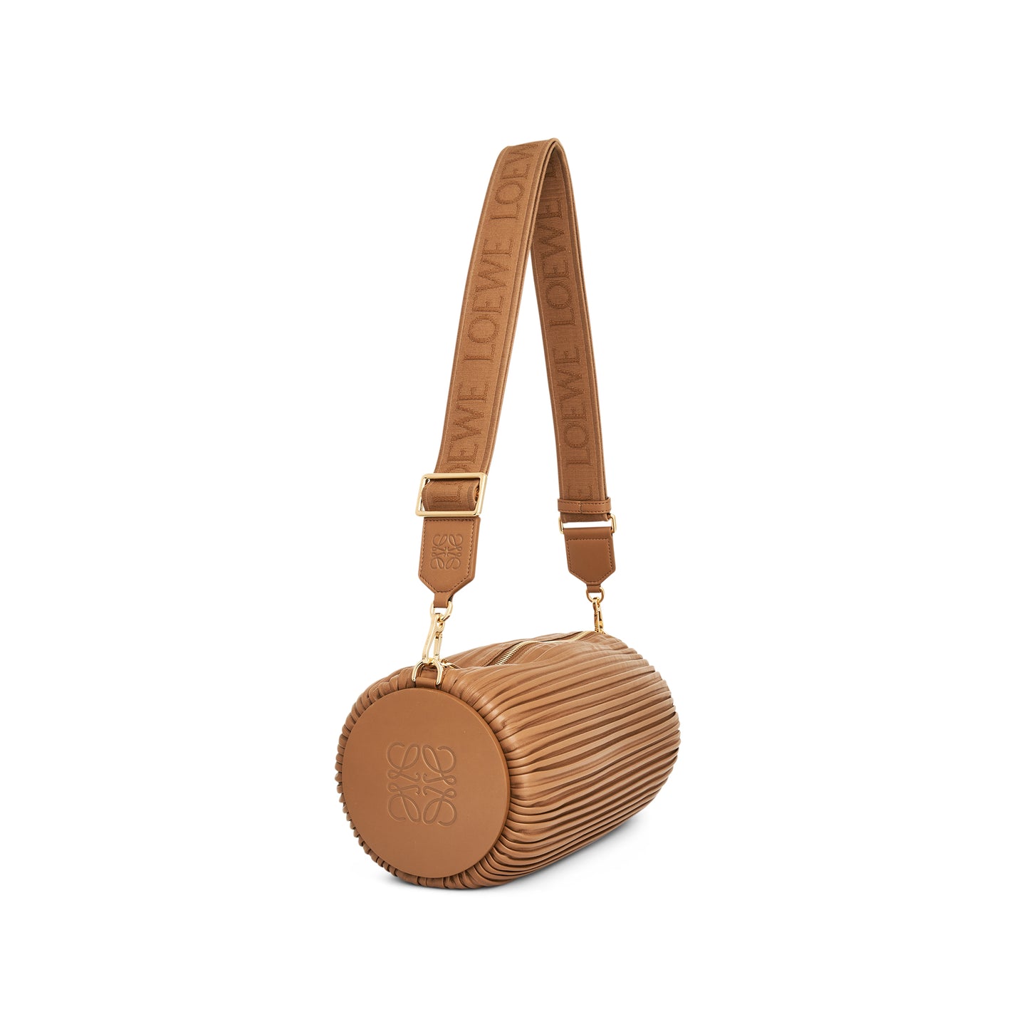 Large Bracelet Pouch Bag in Pleated Nappa in Oak