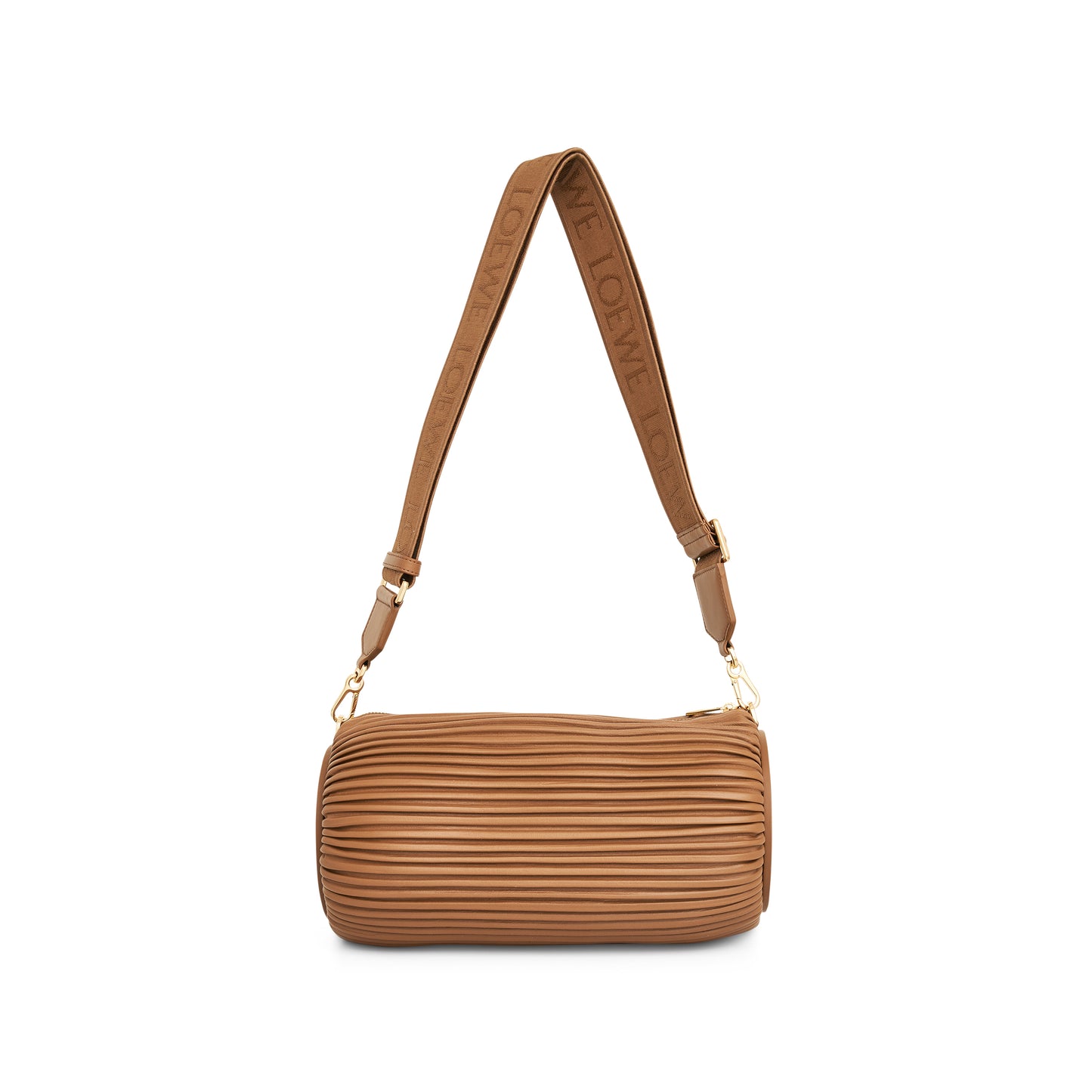 Large Bracelet Pouch Bag in Pleated Nappa in Oak