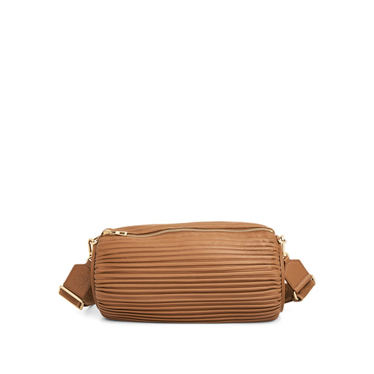 Large Bracelet Pouch Bag in Pleated Nappa in Oak