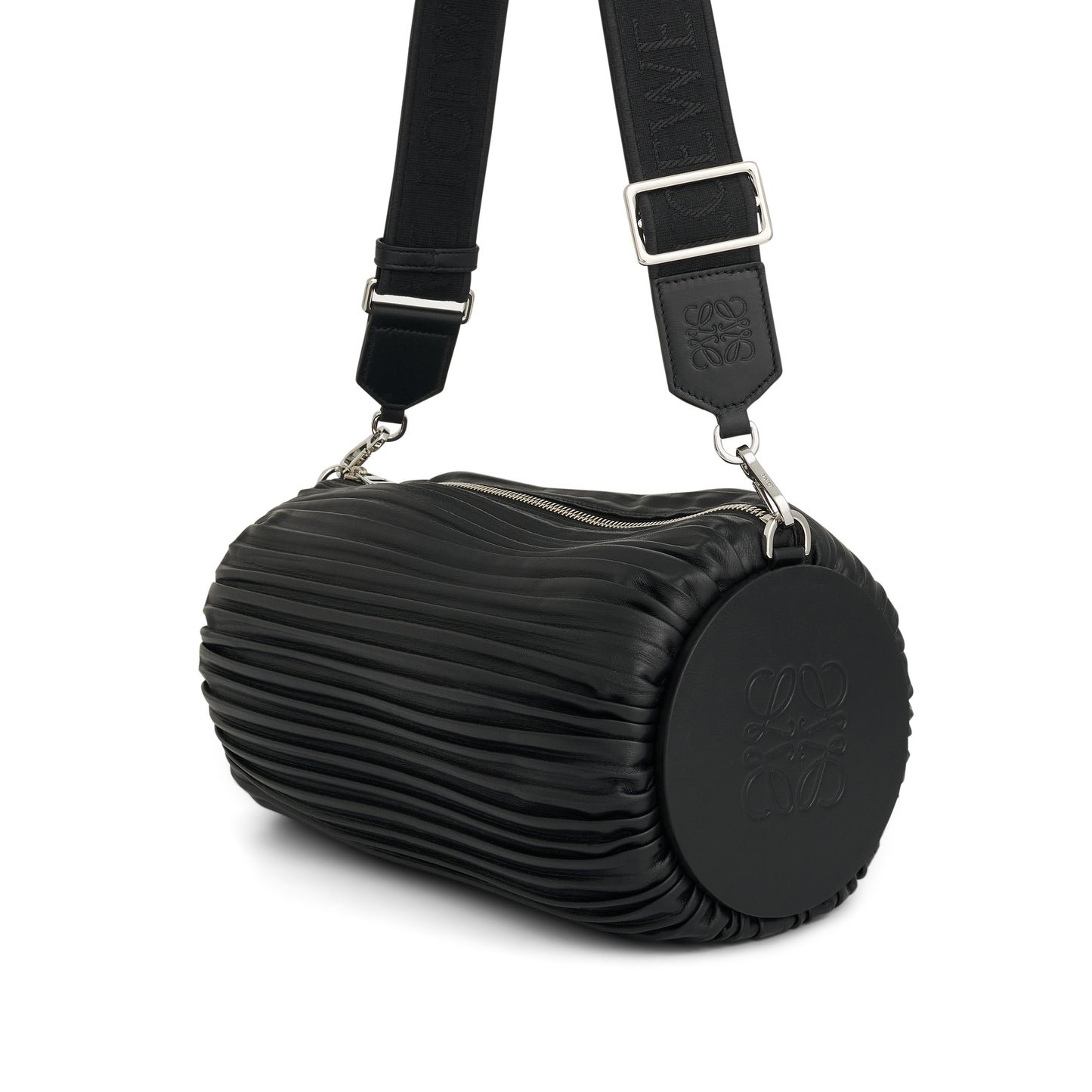 Large Bracelet Pouch Bag in Pleated Nappa in Black