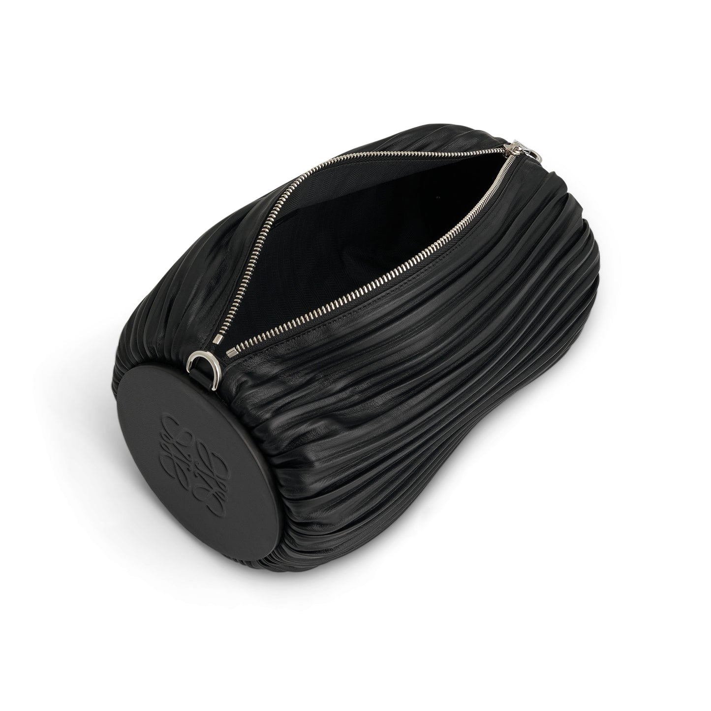 Large Bracelet Pouch Bag in Pleated Nappa in Black