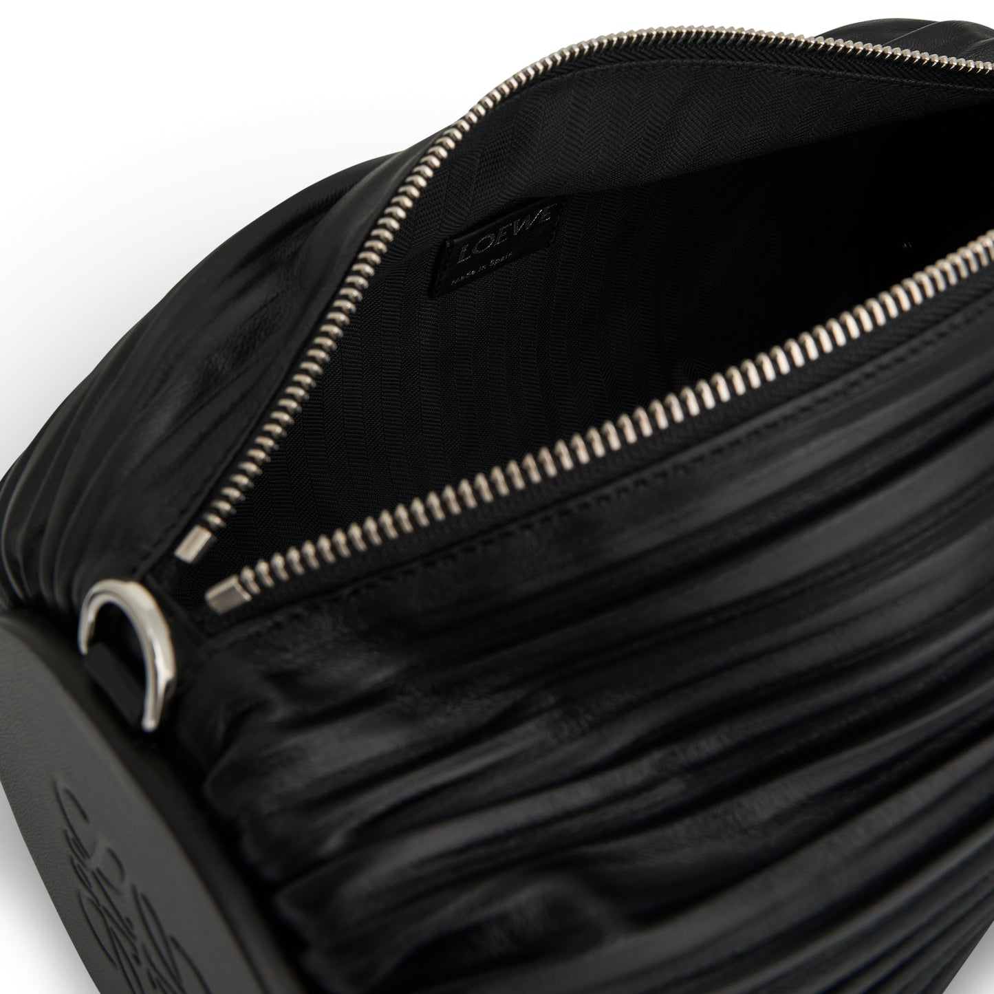 Large Bracelet Pouch Bag in Pleated Nappa in Black