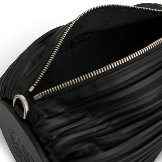 Large Bracelet Pouch Bag in Pleated Nappa in Black