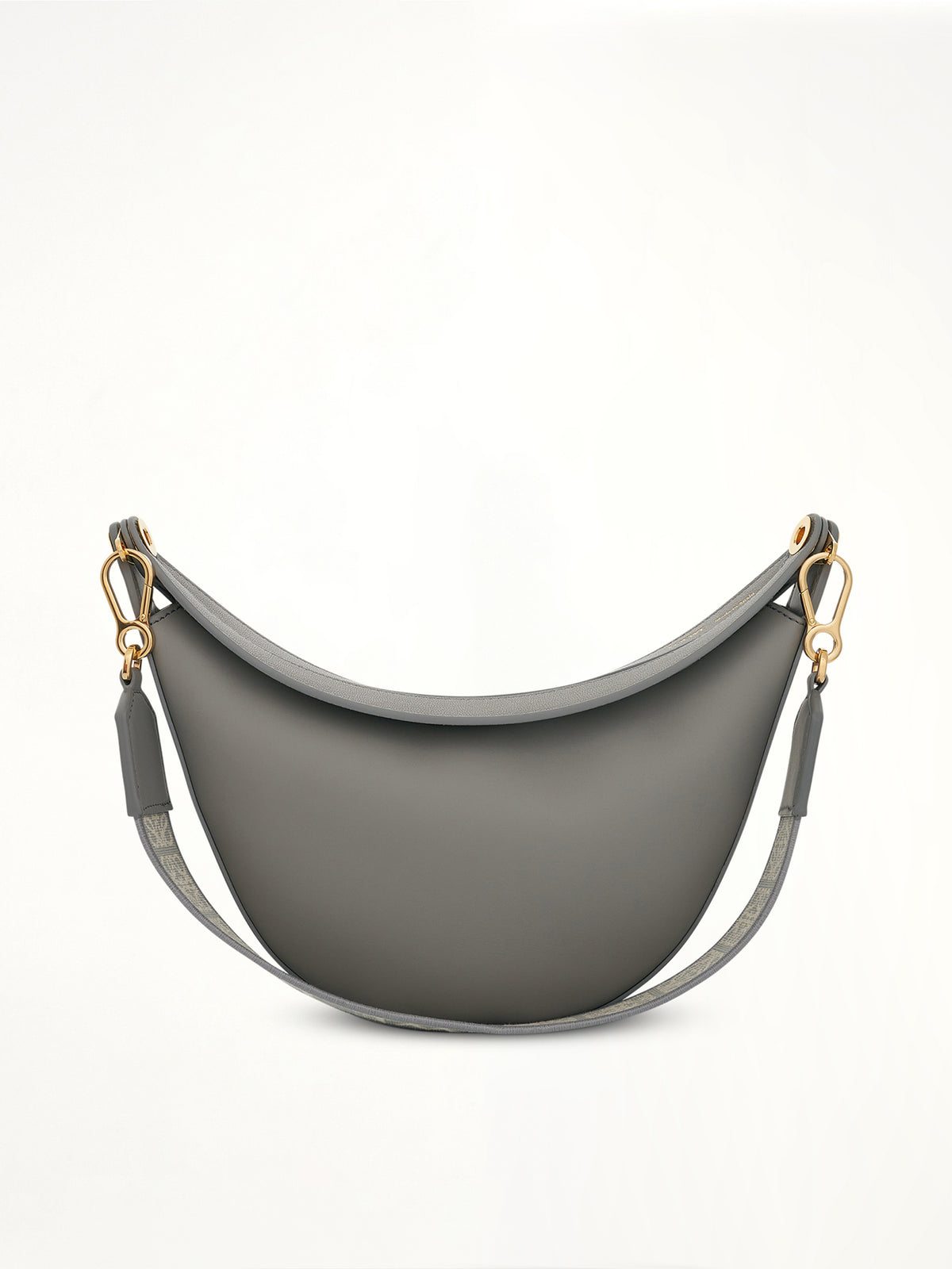 Small Loewe Luna Bag in Satin Calfskin and Jacquard Strap in Pearl Grey