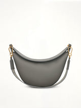 Small Loewe Luna Bag in Satin Calfskin and Jacquard Strap in Pearl Grey