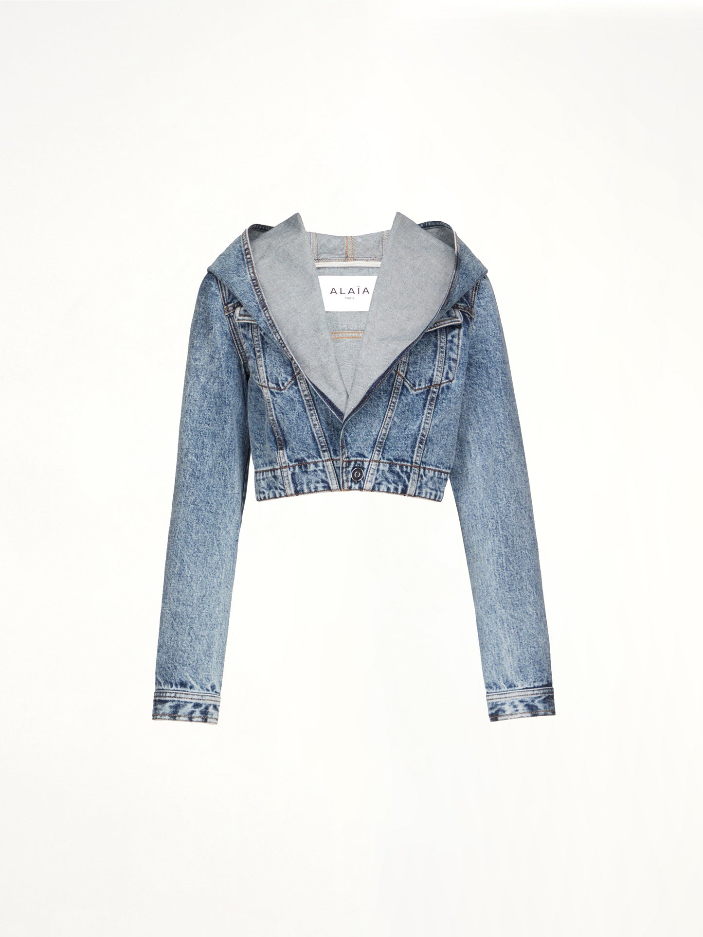 Hooded Jacket in Blue Denim