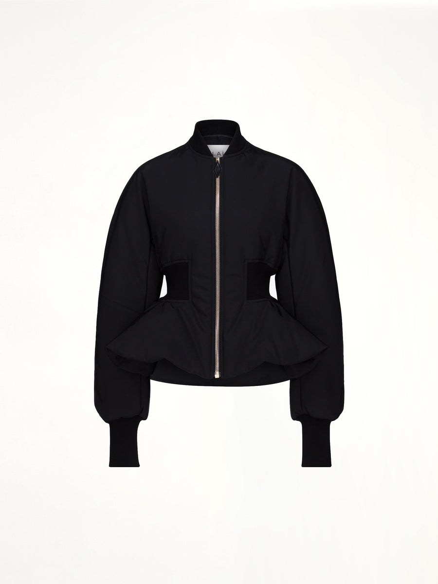 Peplum Bomber in Black