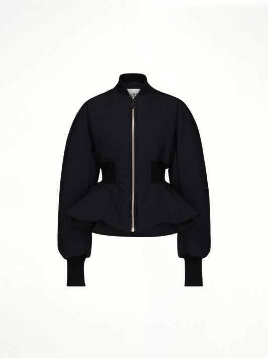 Peplum Bomber in Black