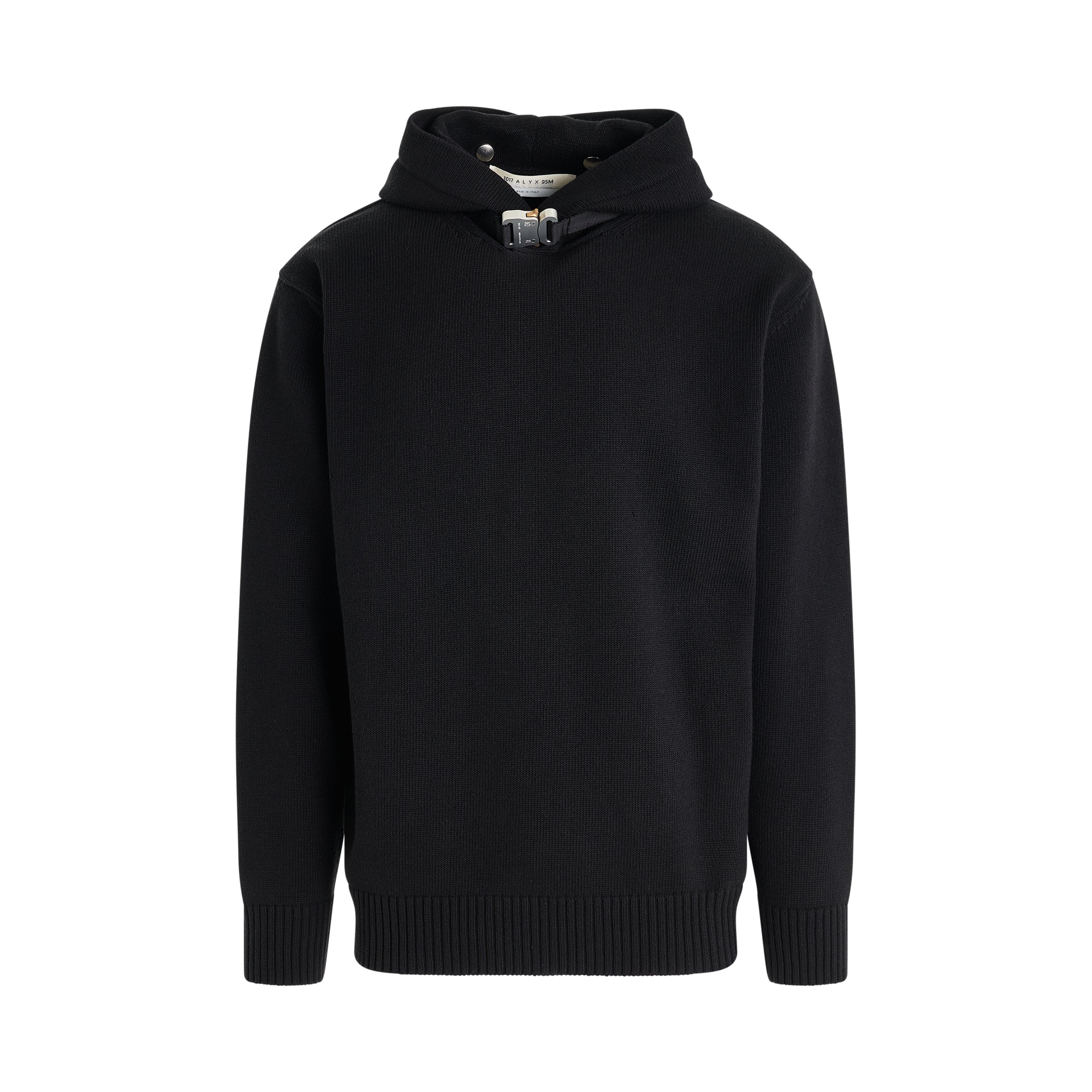 Buckle Knitted Hoodie in Black