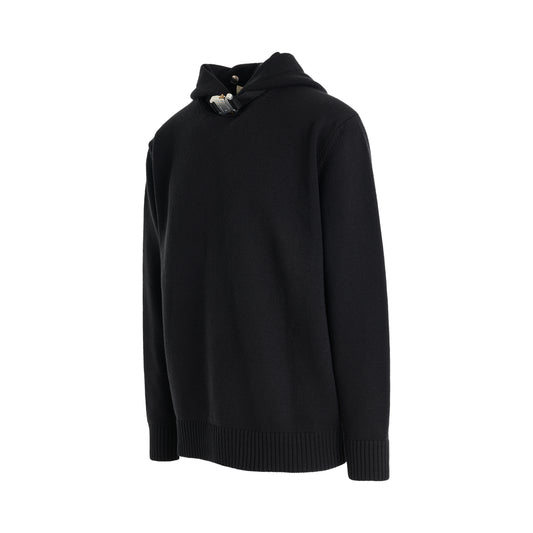 Buckle Knitted Hoodie in Black