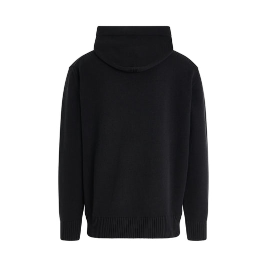 Buckle Knitted Hoodie in Black