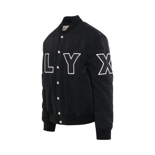 Nylon Logo Varsity Jacket in Black