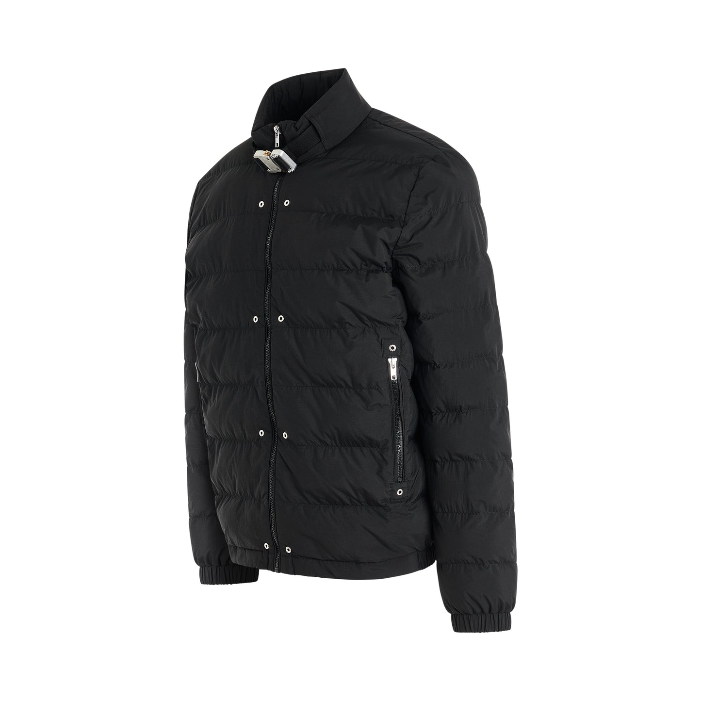 Lightweight Buckle Puffer Jacket in Black
