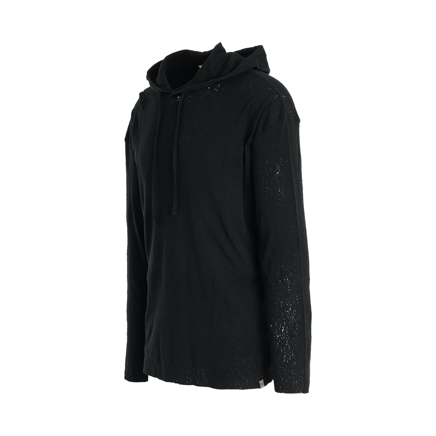 Destroyed Hooded T-Shirt in Black