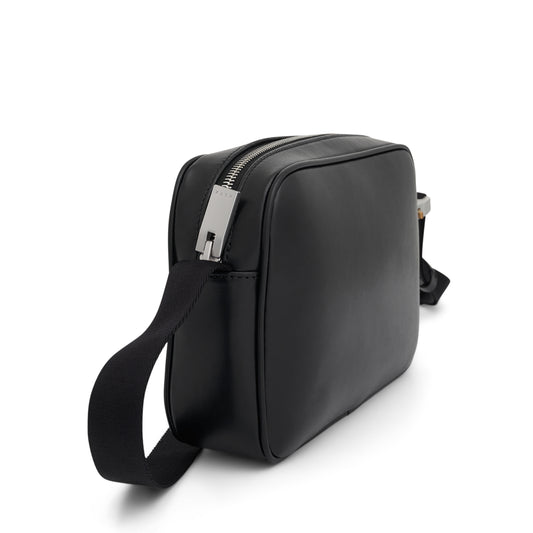 Leather Buckle Crossbody Bag in Black