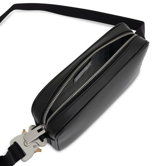 Leather Buckle Crossbody Bag in Black