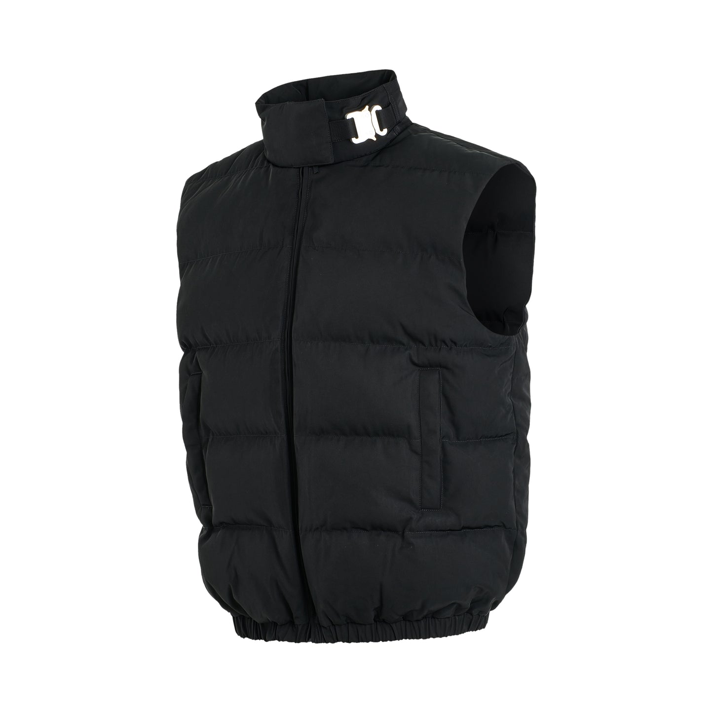 Buckle Puffer Vest in Black