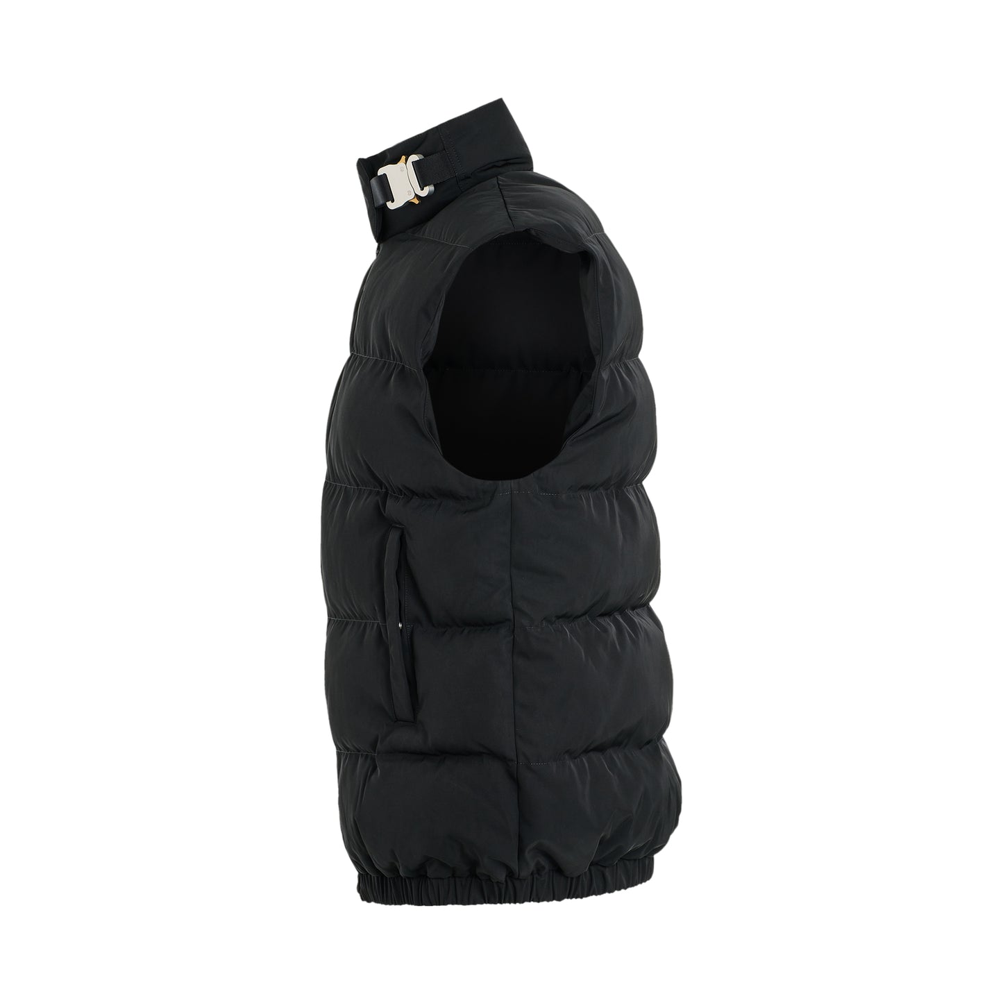 Buckle Puffer Vest in Black