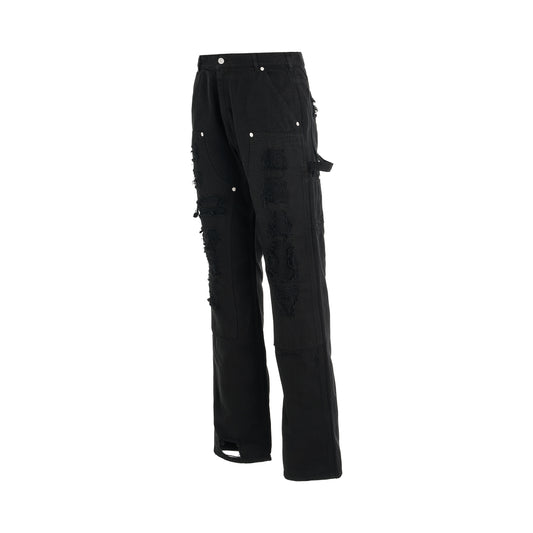 Destroyed Carpenter Pants in Washed Black