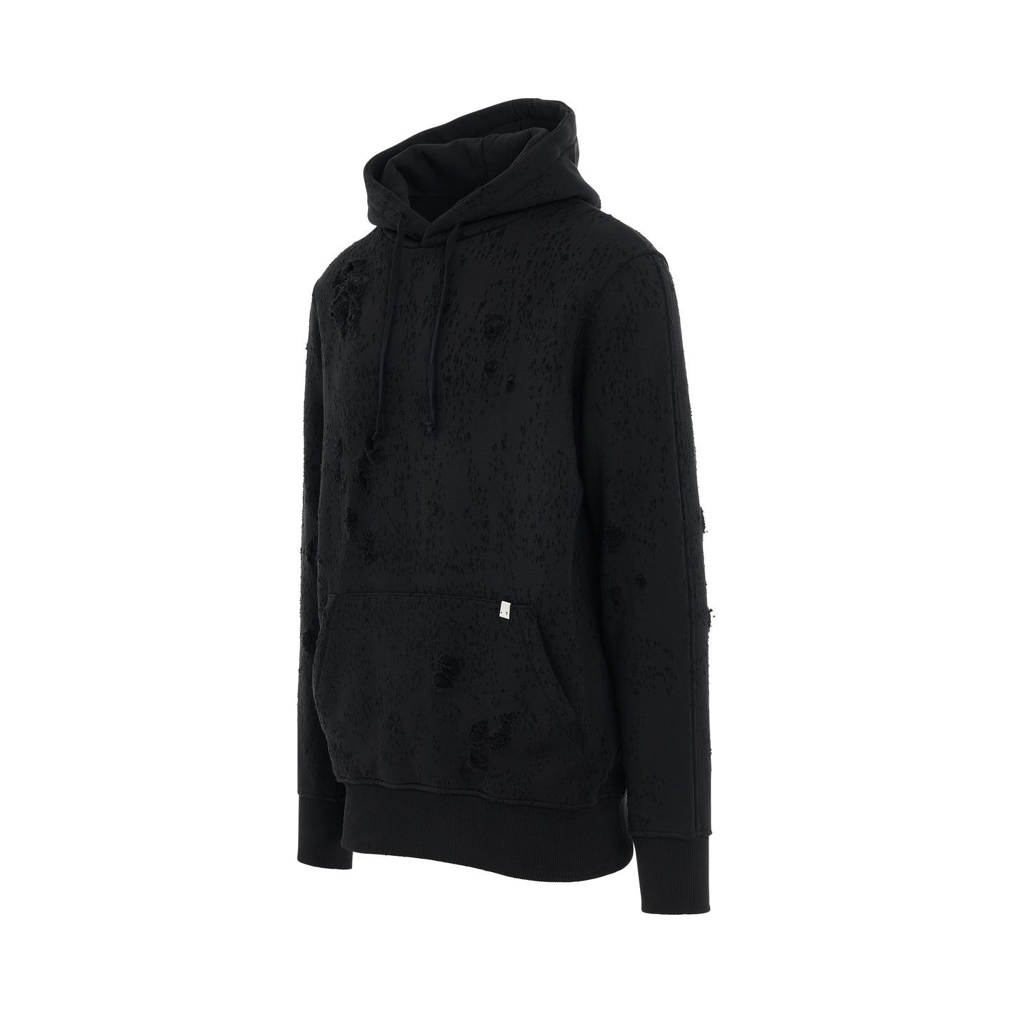 Destroyed Lightercap Hoodie in Black