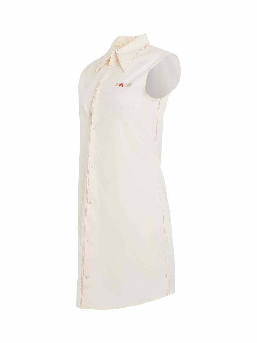 Poplin Shirt Dress in Antique White