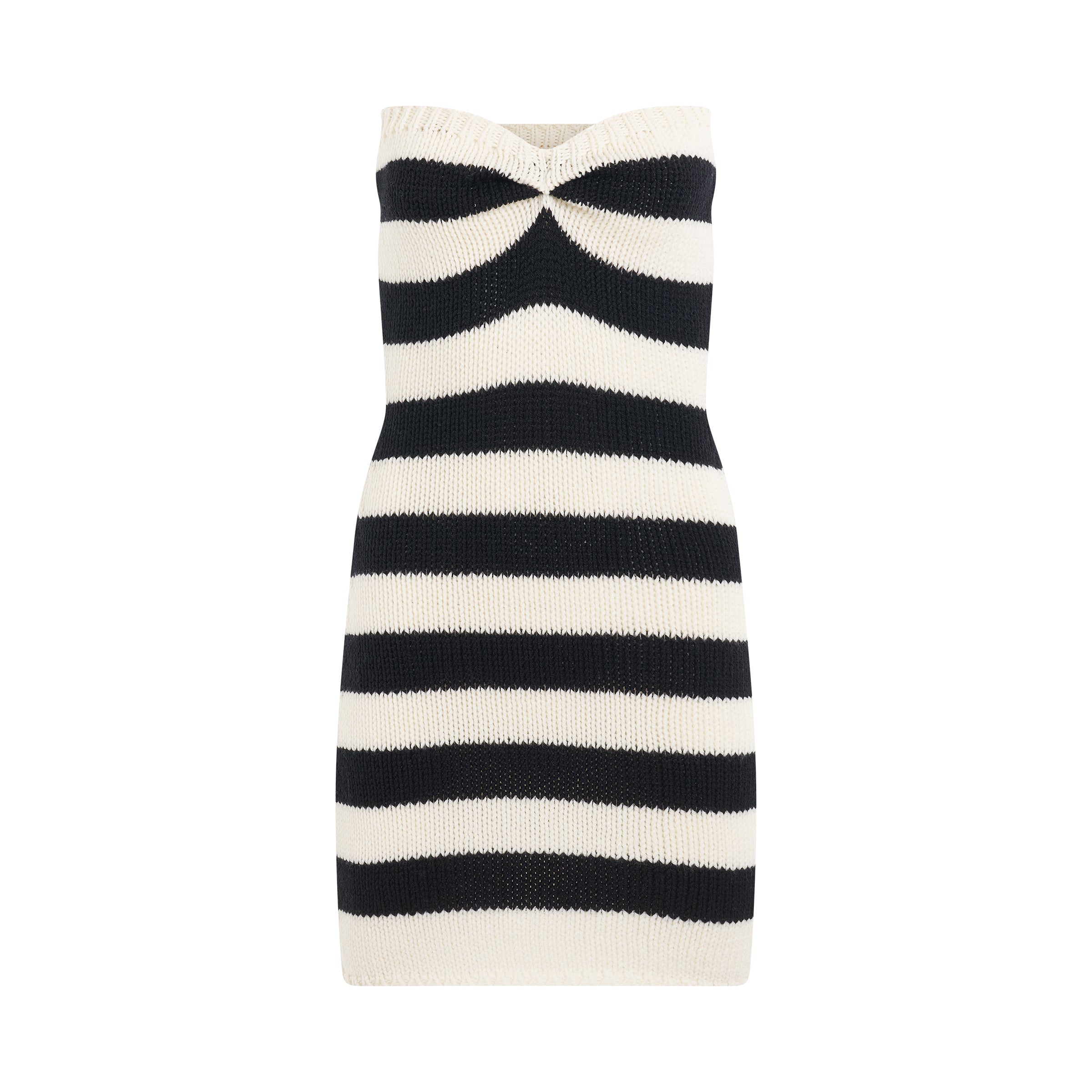 Stripe Strapless Dress in Stone White