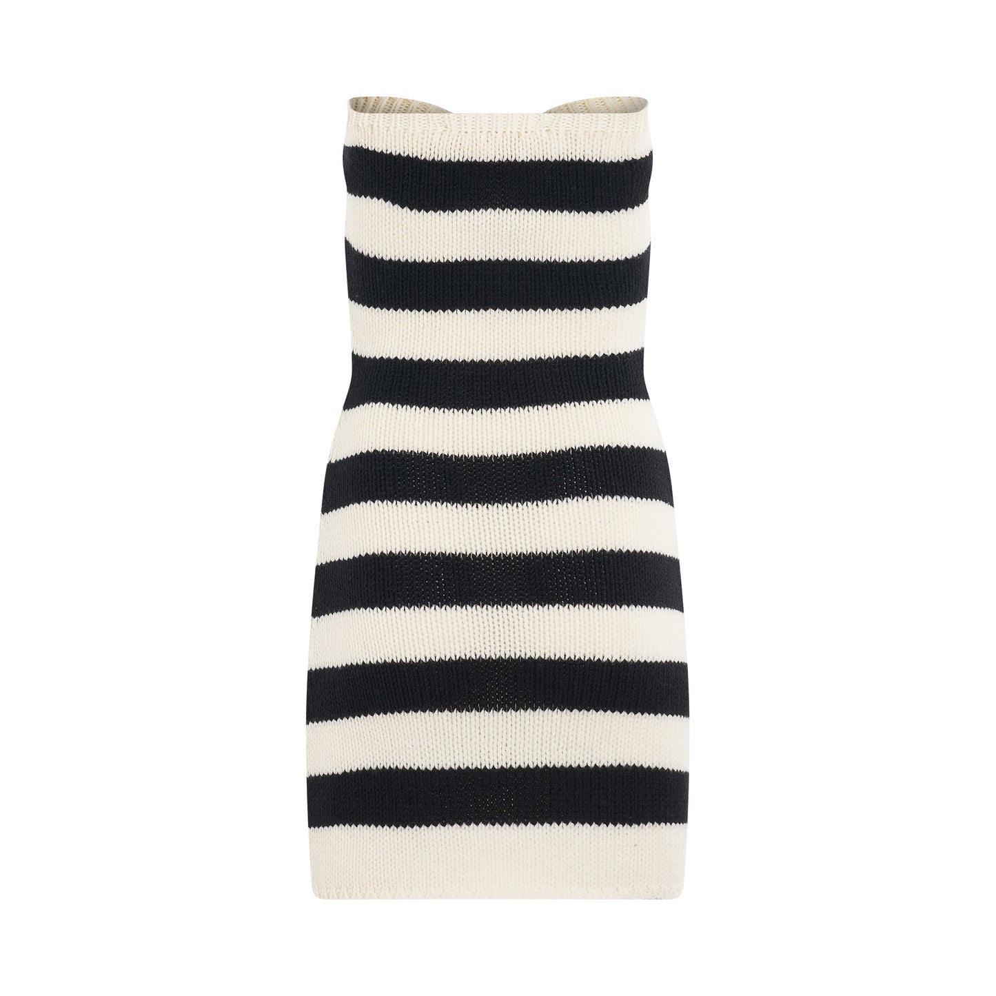 Stripe Strapless Dress in Stone White