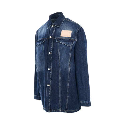 Back Logo Denim Overshirt in Vintage Wash