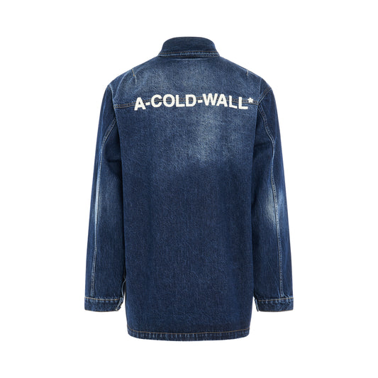 Back Logo Denim Overshirt in Vintage Wash