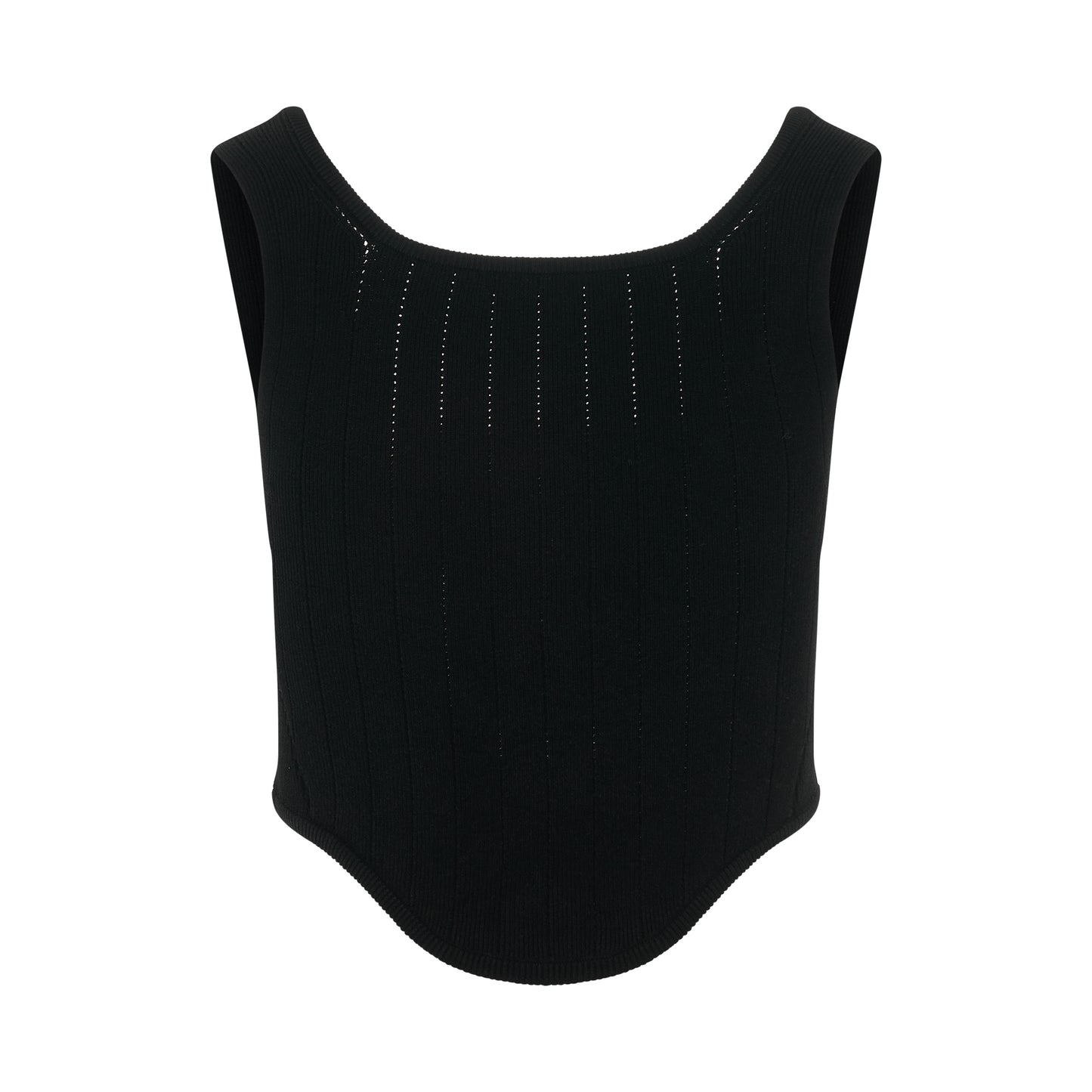 Buttoned Knit Bra Top in Black