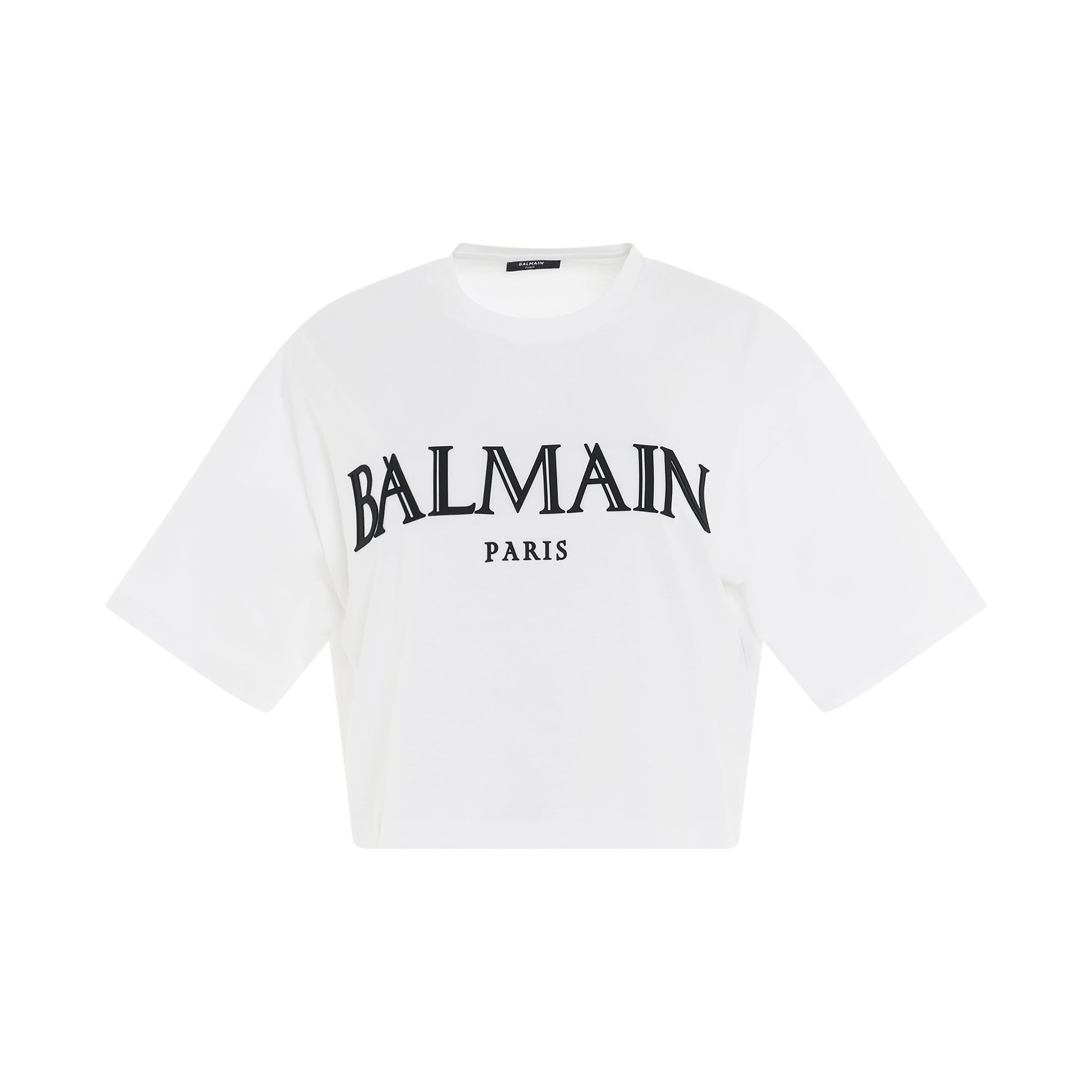 Roman Rubber Cropped T-Shirt in White/Black