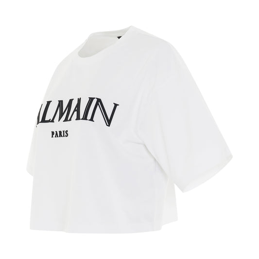 Roman Rubber Cropped T-Shirt in White/Black