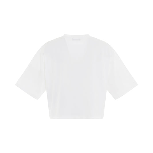 Roman Rubber Cropped T-Shirt in White/Black