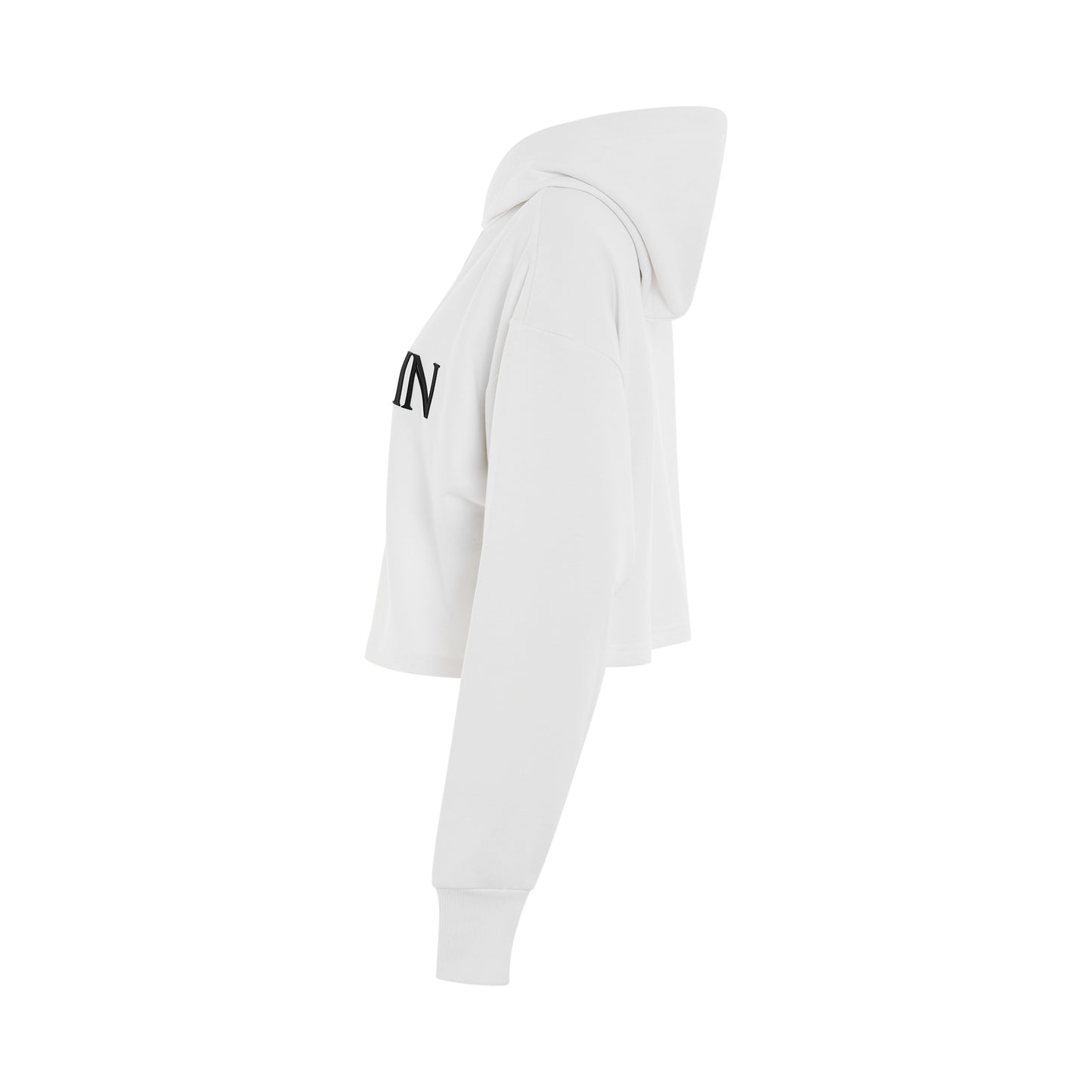 Roman Rubber Cropped Hoodie in White/Black