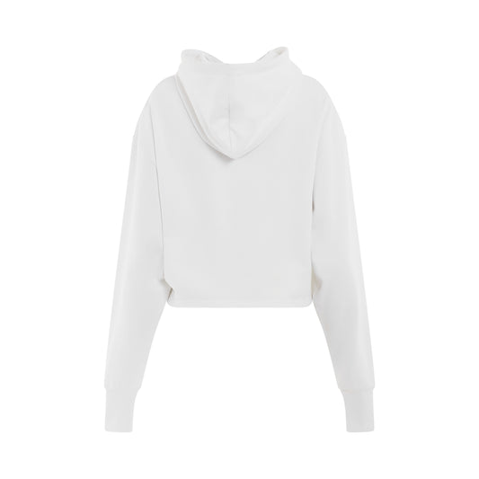 Roman Rubber Cropped Hoodie in White/Black