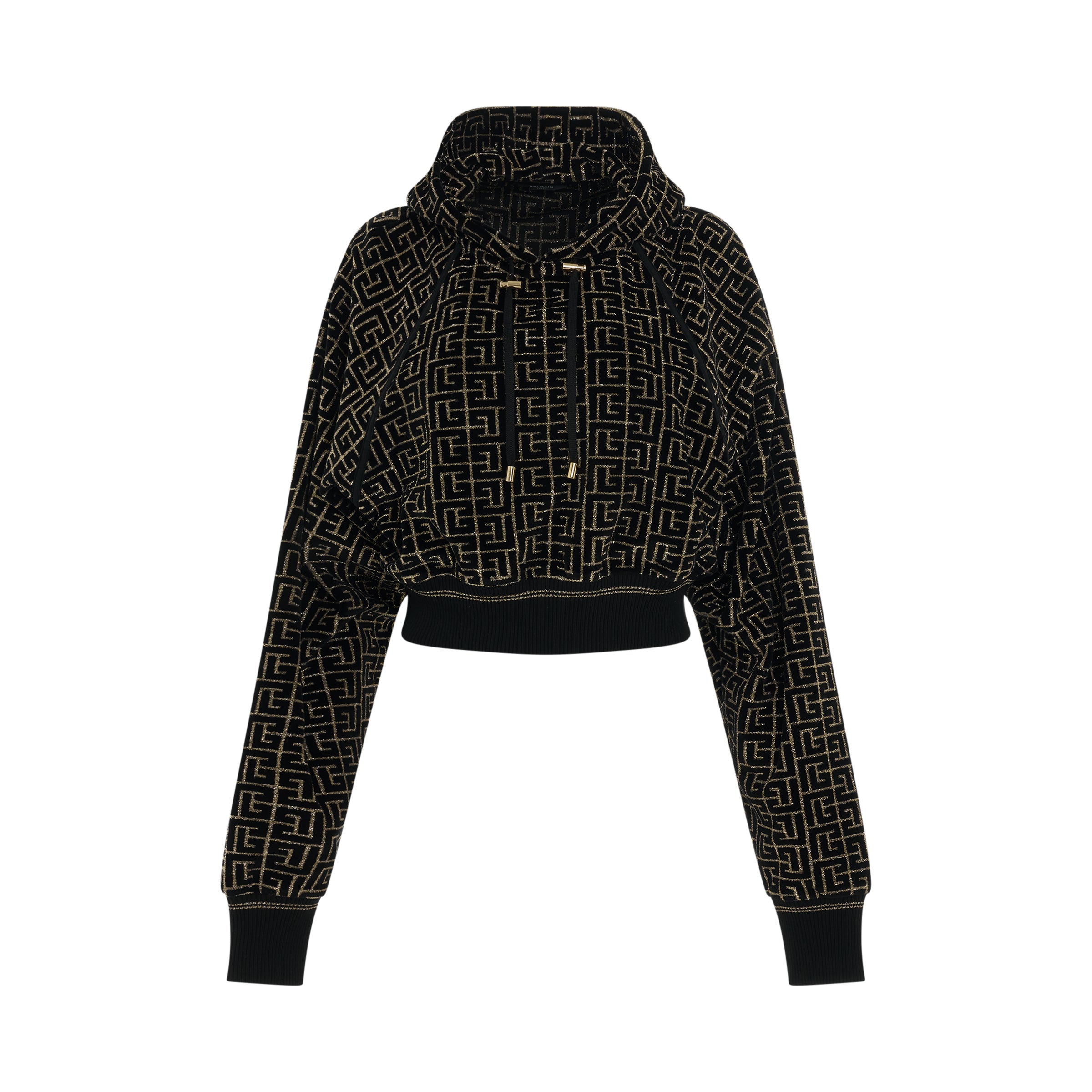 BALMAIN Monogram Knit Cropped Top in Natural & Beige