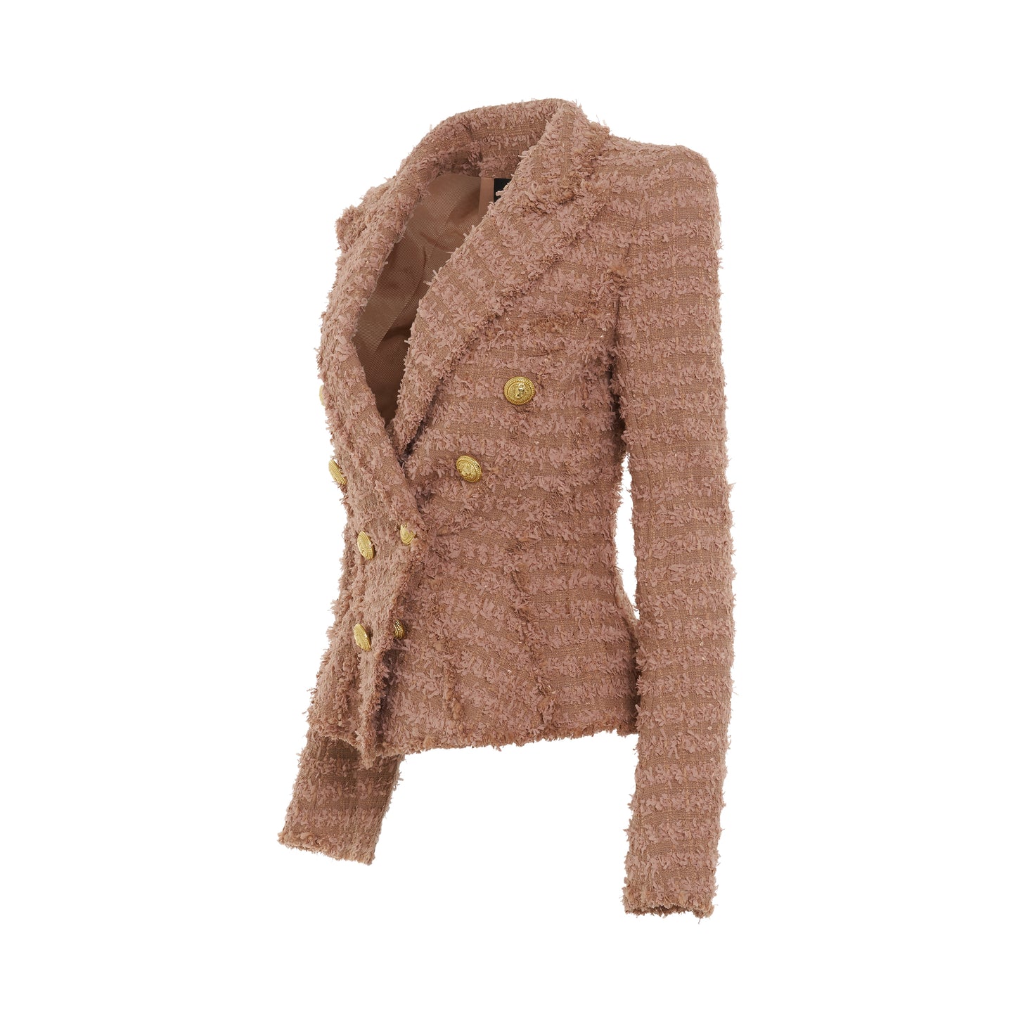 8 Button Tweed Jacket in Dark Nude