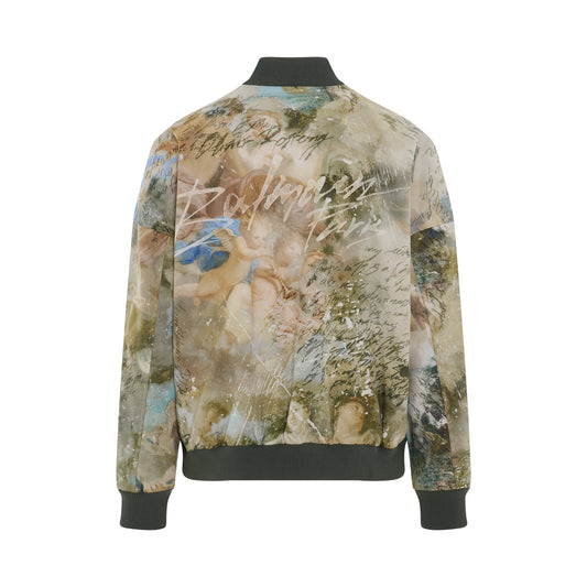 Sky Printed Reversible Bomber Jacket in Multi Colour