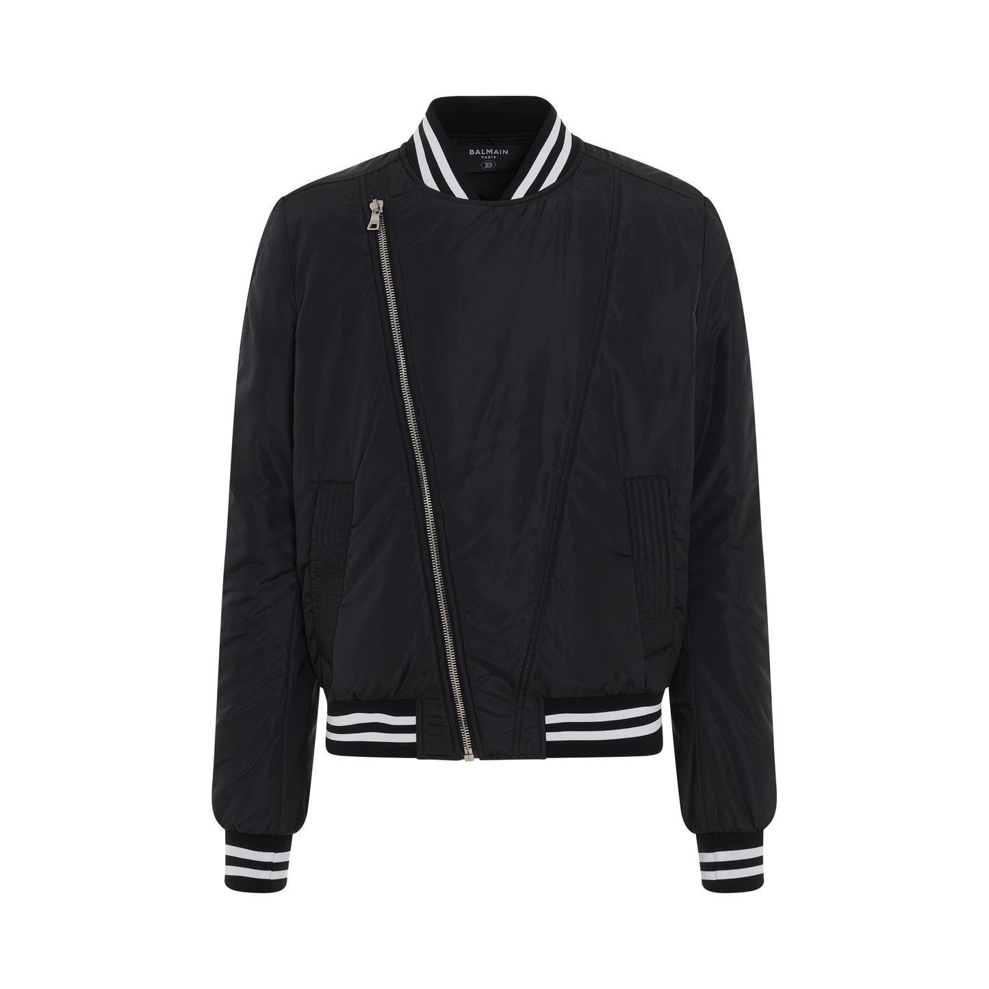 Nylon Bomber Jacket in Black/White