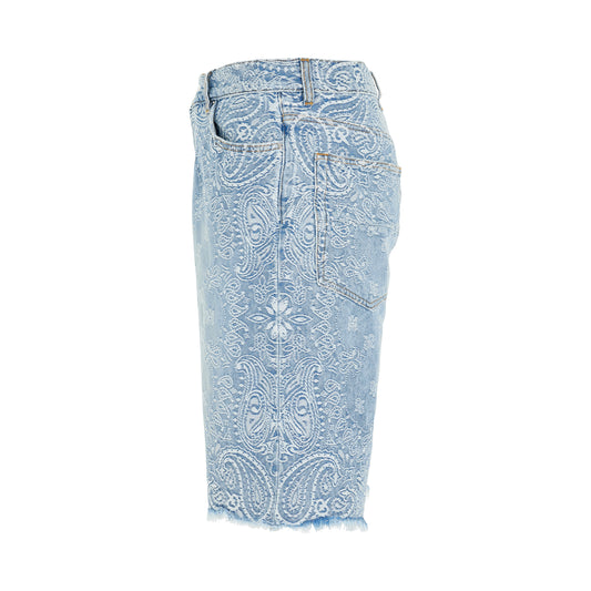 Bandana Jacquard Skater Shorts in Perfect Indigo