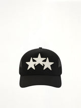 3 Star Trucker Hat in Black/White