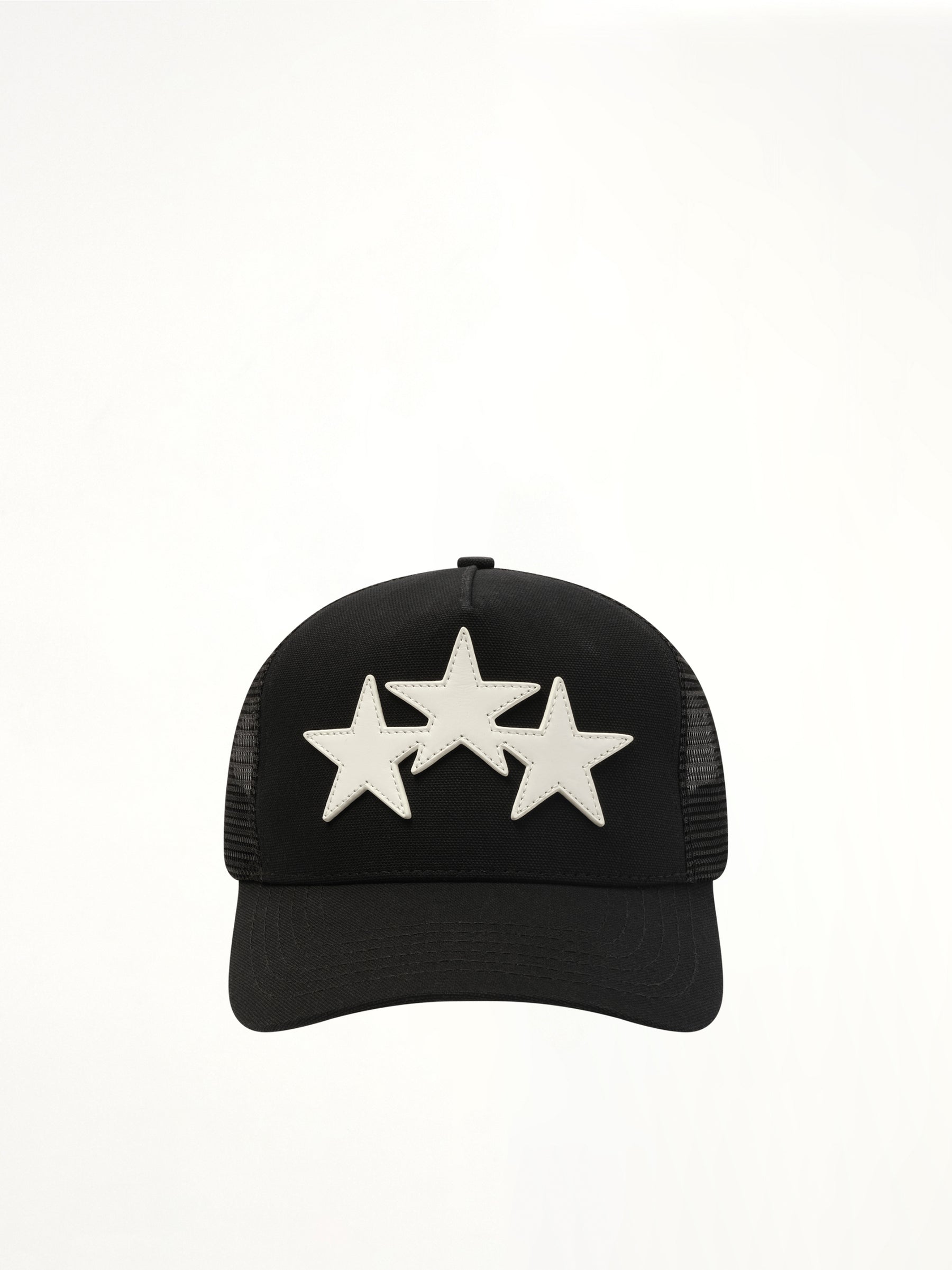 3 Star Trucker Hat in Black/White