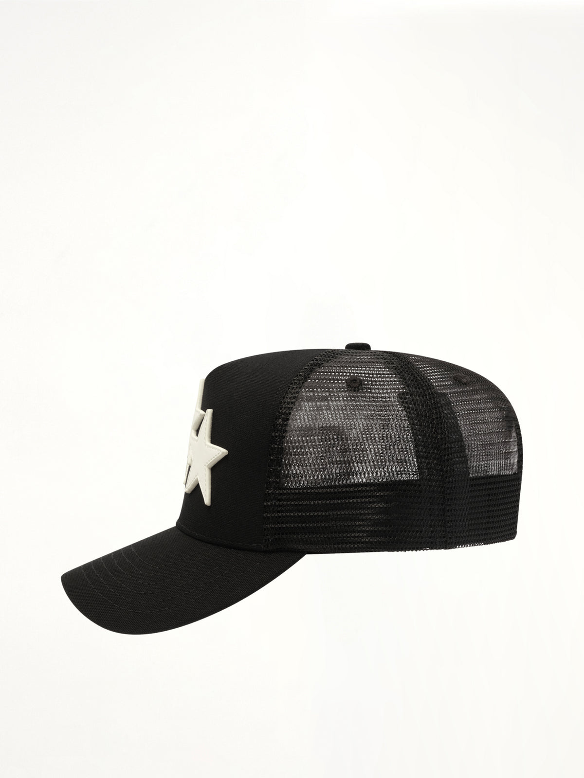 3 Star Trucker Hat in Black/White