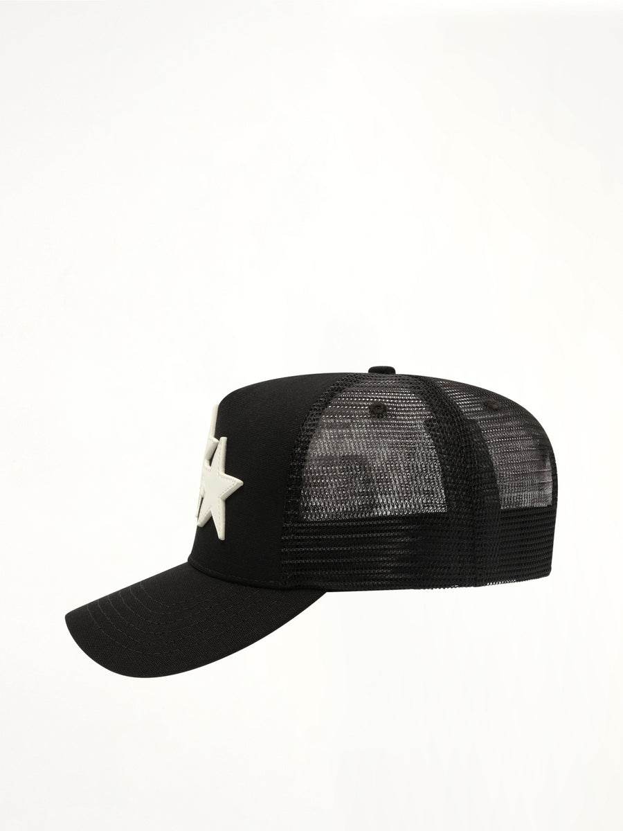 3 Star Trucker Hat in Black/White